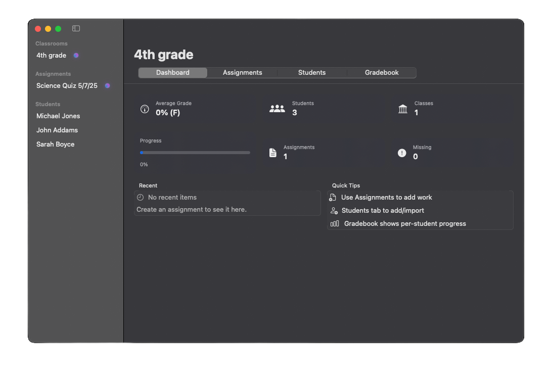 GradeLine Dashboard Preview